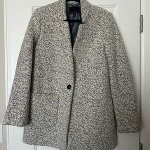 Banana Republic Women's Cream and Black Pea Coat